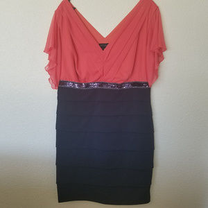 NWOT! Enfocus Women Coral & Navy Dress - Size 16W